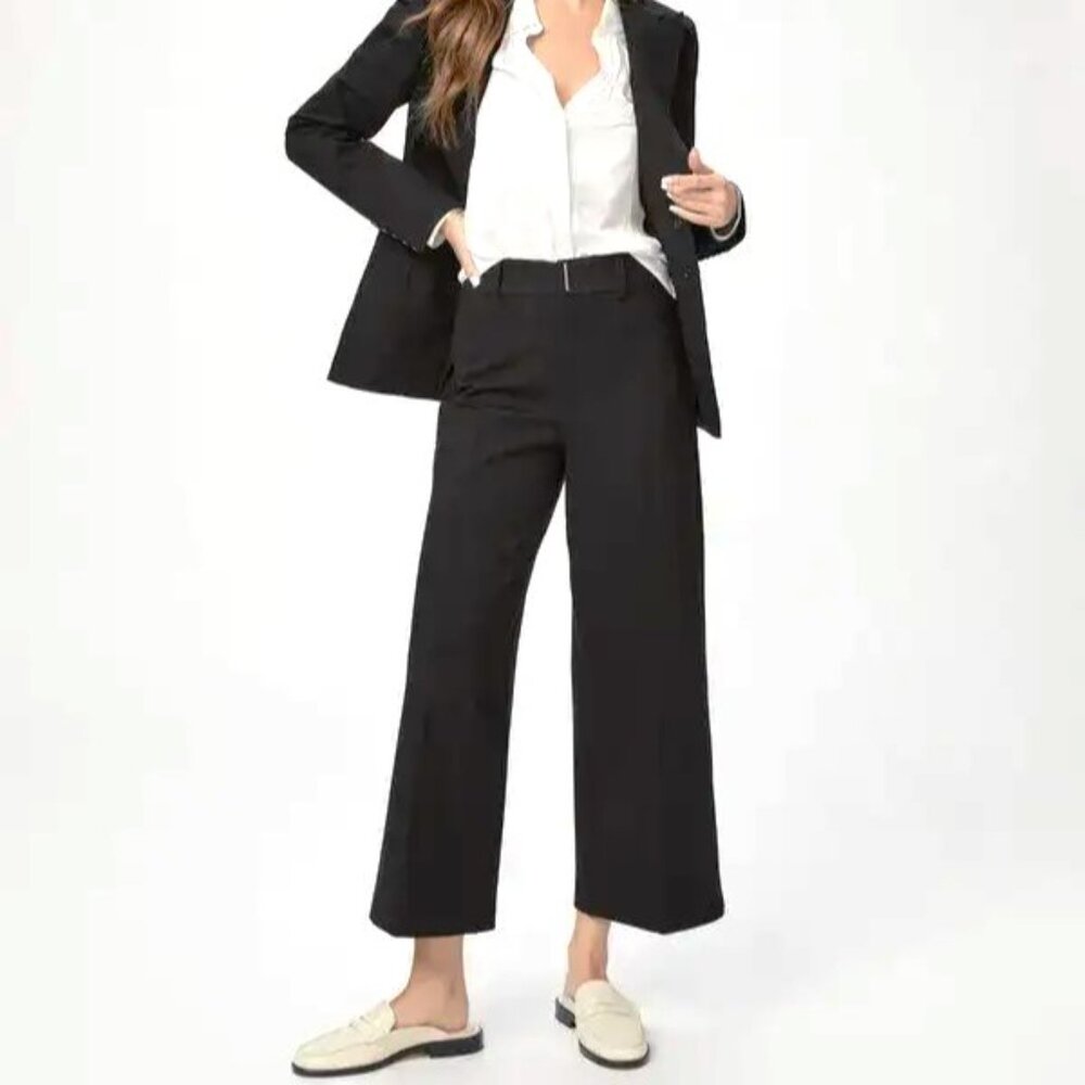 NWOT PAIGE RODERIKA High Rise Wide Leg Cropped Ponte Black Trouser Pants Size 6